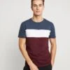 Pier One T-Shirt Print - Bordeaux / Dark Blue