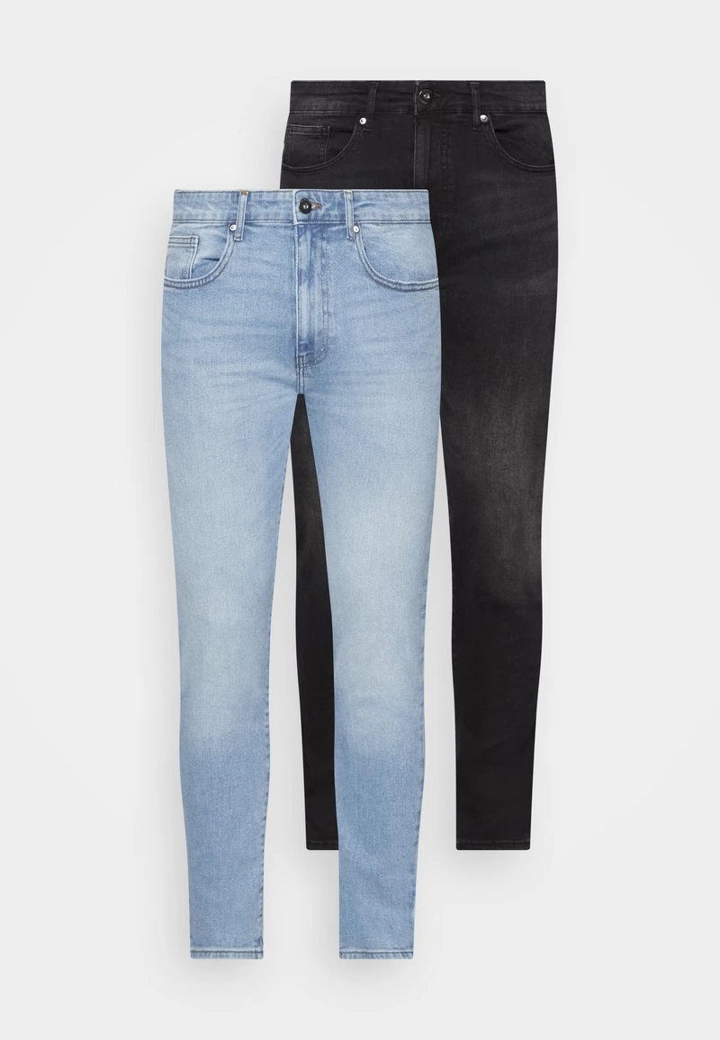 Pier One 2 PACK - Jeans Skinny Fit - Light Blue/black 3 Pier One 2 PACK - Jeans Skinny Fit - Light Blue/black