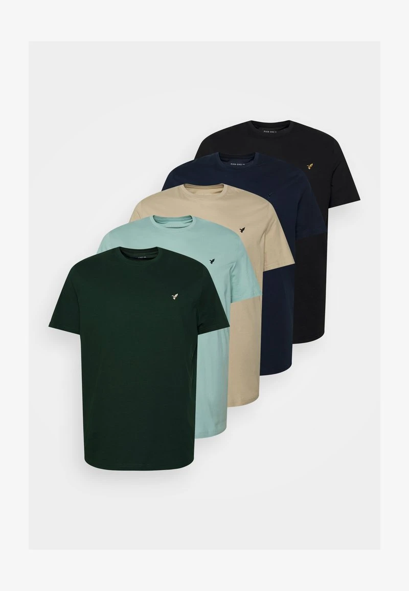 Pier One 5 PACK - T-Shirt Basic - Dark Green/beige/light Blue 8 Pier One 5 PACK - T-Shirt Basic - Dark Green/beige/light Blue – Bild 6